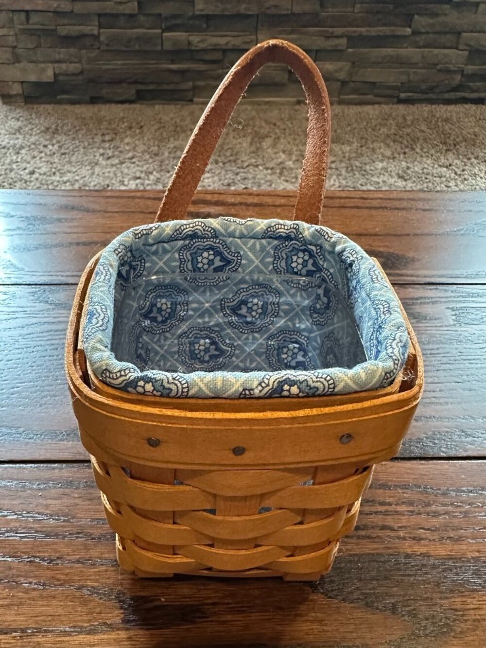 1999 Longaberger Chives Booking Basket - Provincial Paisley Liner & protector